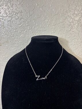 Zoe Script Nameplate Necklace in Silver